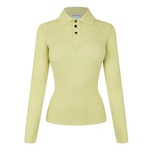 Bottega Veneta Fine Knit Cotton Polo - Yellow