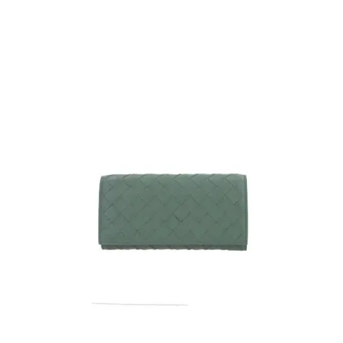Bottega Veneta , Green Intrecciato Continental Wallet ,Green female, Sizes: ONE SIZE