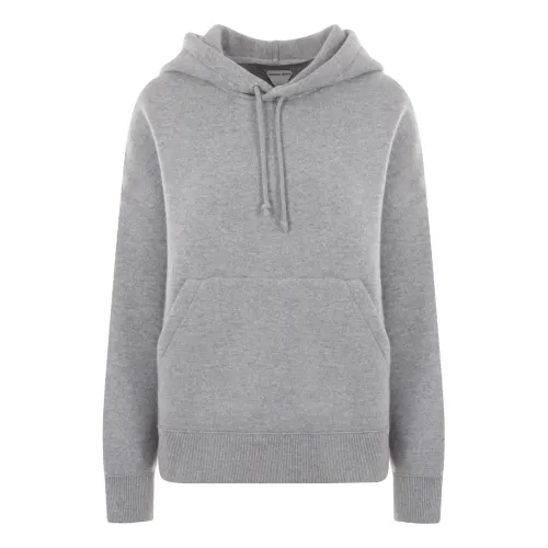 Bottega Veneta , Grey Cashmere Knit Hooded Sweater ,Gray female, Sizes: