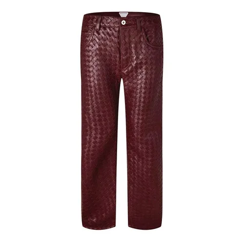 BOTTEGA VENETA Intrecciato Leather Trousers - Red