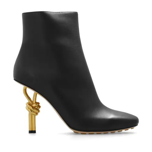 Bottega Veneta , Leather heeled ankle boots ,Black female, Sizes: