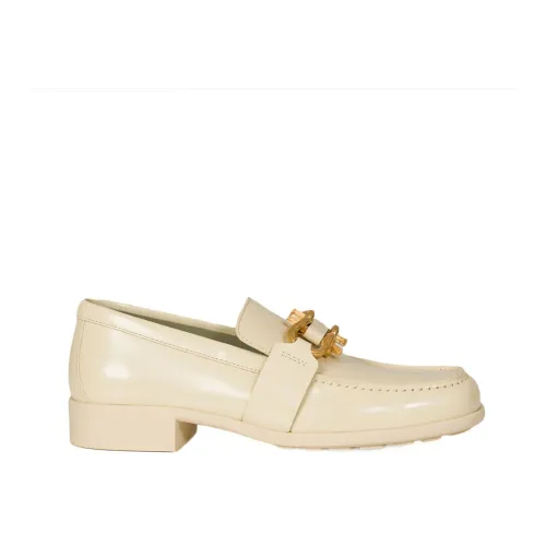 Bottega Veneta , Leather Loafers with Gold-tone Hardware ,Beige female, Sizes: