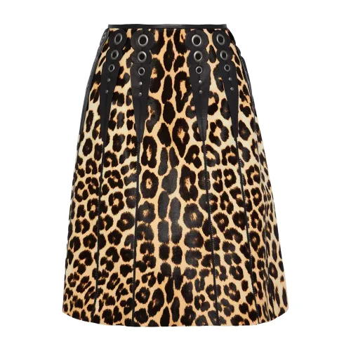 Bottega Veneta , Leopard Print Skirt ,Brown female, Sizes: