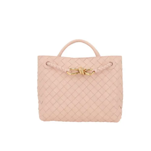 Bottega Veneta , Light Pink Intrecciato Handbag with Knot Detail ,Pink female, Sizes: ONE SIZE