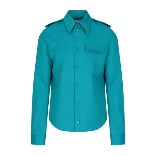 Bottega Veneta , Men's Clothing Shirts Green Ss22 ,Green male, Sizes: