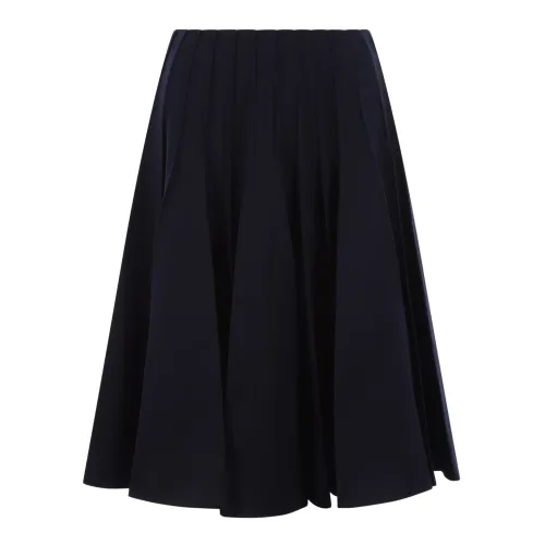 Bottega Veneta , Navy Blue Pleated Midi Skirt ,Blue female, Sizes: