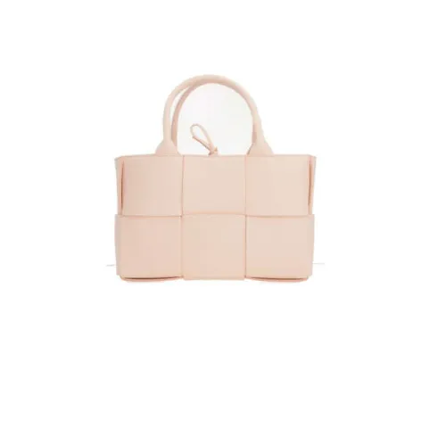 Bottega Veneta , Peach Pink Maxi Intrecciato Tote Bag with Gold Hardware ,Pink female, Sizes: ONE SIZE