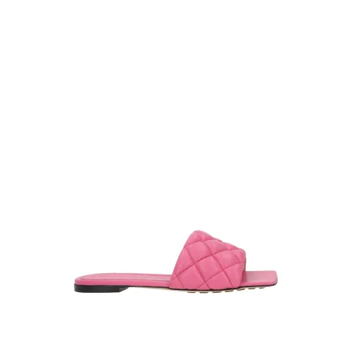 Bottega Veneta , Pink Matelassé Slide Sandals ,Pink female, Sizes: