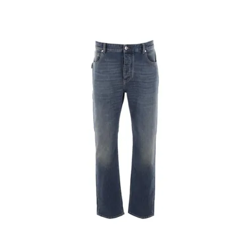 Bottega Veneta , Regular-Fit Denim Jeans in Faded Blue with Leather Logo Patch ,Blue male, Sizes: