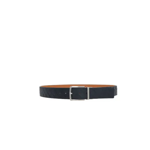 Bottega Veneta , Reversible Leather Belt with Intrecciato Pattern ,Black male, Sizes: