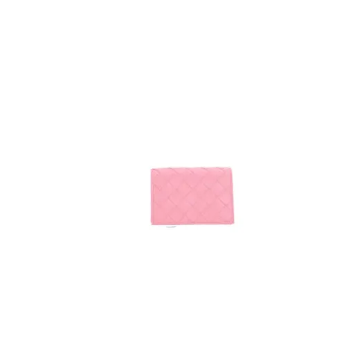 Bottega Veneta , Rose Leather Business Card Wallet with Snap Closure ,Pink female, Sizes: ONE SIZE