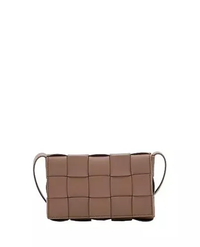 Bottega Veneta Shopping Bags - Small Cassette Leather Shoulder Bag - brown - Shopping Bags for ladies