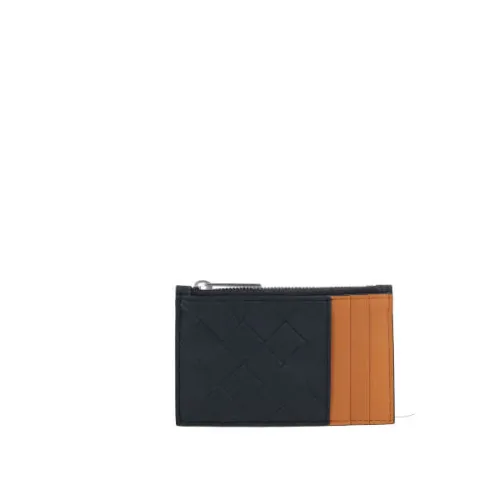Bottega Veneta , Smooth Leather Credit Card Wallet in Dark Blue ,Black male, Sizes: ONE SIZE