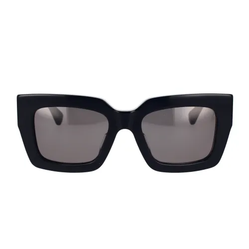 Bottega Veneta , Square Frame Sunglasses with Metal Stripes ,Black unisex, Sizes: