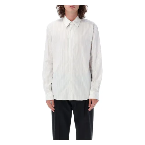 Bottega Veneta , Striped Shirt with Pointed Collar ,White male, Sizes: