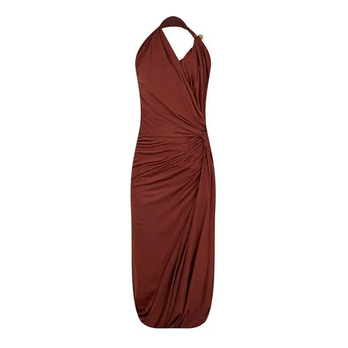 BOTTEGA VENETA Viscose Jersey Midi Dress With Drop Ring Detail - Brown