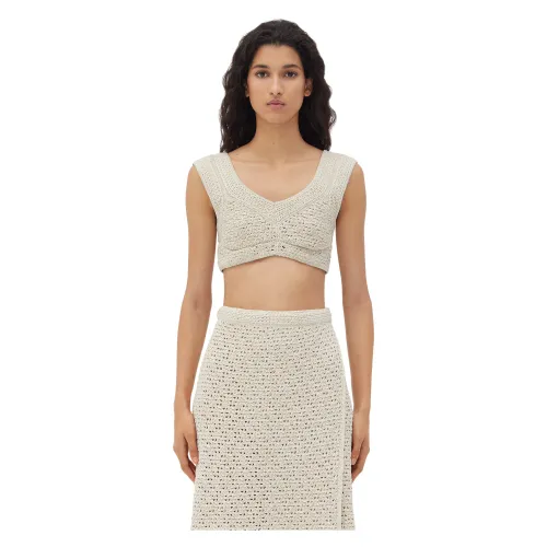 Bottega Veneta , White Crochet Knit Shirt Italy ,White female, Sizes: