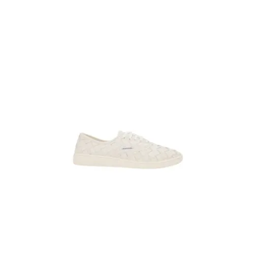 Bottega Veneta , White Intrecciato Leather Low-Top Sneakers ,White male, Sizes: