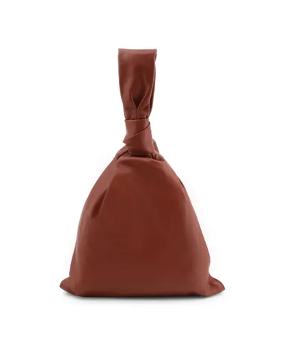 Bottega Veneta WoMens Leather Handbag with Zip Closure and Pack Handle in Brown - One Size