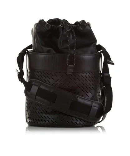 Bottega Veneta Womens Vintage Perforated Leather Messenger Bag Black Calf Leather - One Size