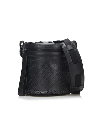 Bottega Veneta Womens Vintage Perforated Leather Paper Bucket Bag Black Calf Leather - One Size