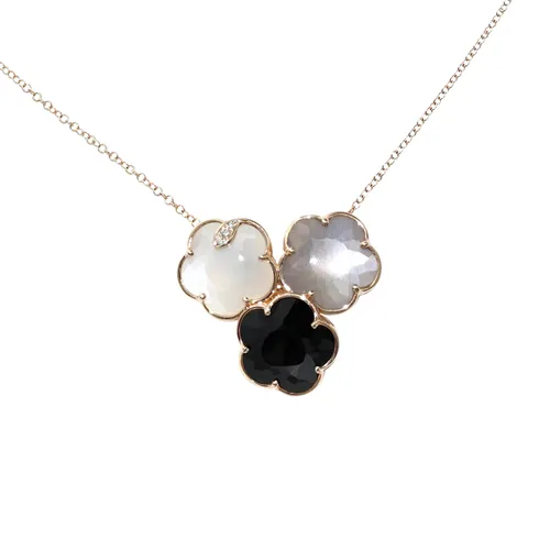 Bouquet Lunaire Necklace in 18ct Rose Gold with Multistones and White Diamonds