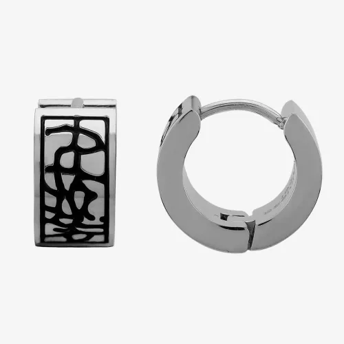 Bourne and Wilde Mens Oxidised Abstract Reptile Hoop Earrings SE-3124S