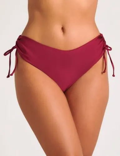 Boux Avenue Womens Ibiza Tie Side High Leg Bikini Bottoms - 10 - Burgundy, Burgundy
