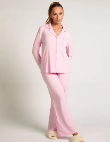 Boux Avenue Womens Modal Rich Ribbed Pyjama Bottoms - 12 - Khaki, Khaki,Pink