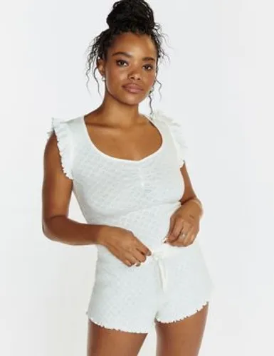 Boux Avenue Womens Pure Cotton Heart Pyjama Set - 10 - White, White