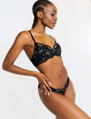 Boux Avenue Womens Rosalie All Over Lace Brazilian Knickers - 18 - Black, Black