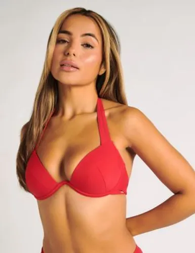 Boux Avenue Womens Sorrento Wired Padded Halterneck Bikini Top - 32F, Red