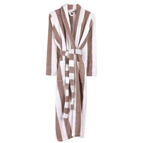 Bown of London Chicago Extra Long Striped Dressing Gown - White/Brown