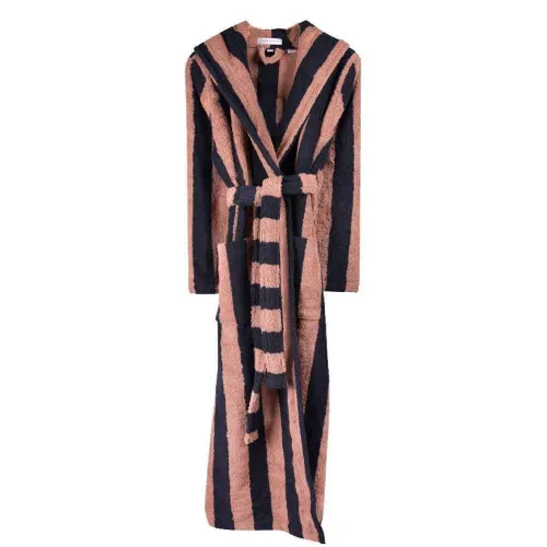 Bown of London Miami Extra Long Hooded Striped Dressing Gown - Black/Brown