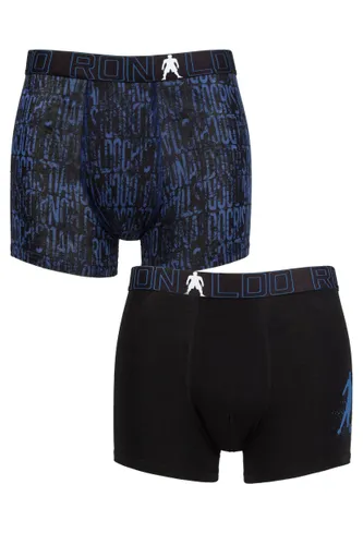 Boys 2 Pack CR7 Cotton Boxer Shorts Blue Print/Black 4-6 Years