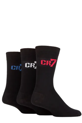 Boys 3 Pair CR7 Cotton Socks Black 7.5-10 Kids