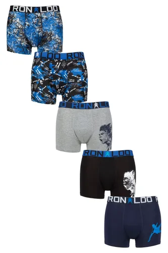 Boys 5 Pack CR7 Cotton Boxer Shorts Black/Navy/Grey/Blue Print 4-6 Years