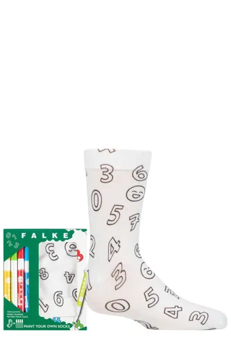 Boys and Girls 1 Pair Falke Colour your own Socks Gift set White 9-11.5 Kids (4-6 Years)