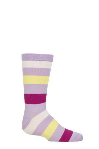 Boys and Girls 1 Pair SOCKSHOP Plain and Striped Bamboo Socks with Comfort Cuff and Smooth Toe Seams Pink / Lilac / Yellow 6-8.5