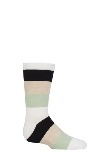 Boys and Girls 1 Pair SOCKSHOP Plain and Striped Bamboo Socks with Comfort Cuff and Smooth Toe Seams White / Navy / Neutral 9-12