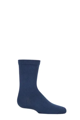 Boys and Girls 1 Pair SOCKSHOP Plain Mid-Weight Bamboo Socks with Comfort Cuff and Smooth Toe Seams Denim Blue 9-12