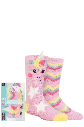 Boys and Girls 2 Pair Totes Super Soft Slipper Socks Pink Unicorn 2-3 Years