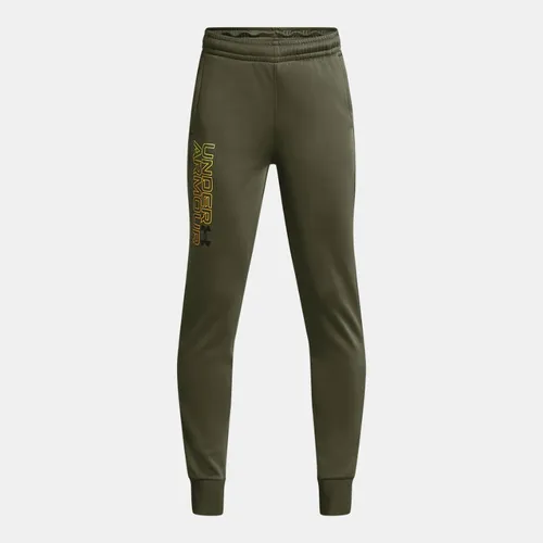 Boys' Armour Fleece® Graphic Joggers Marine OD Green / Black YLG (59 - 63 in)