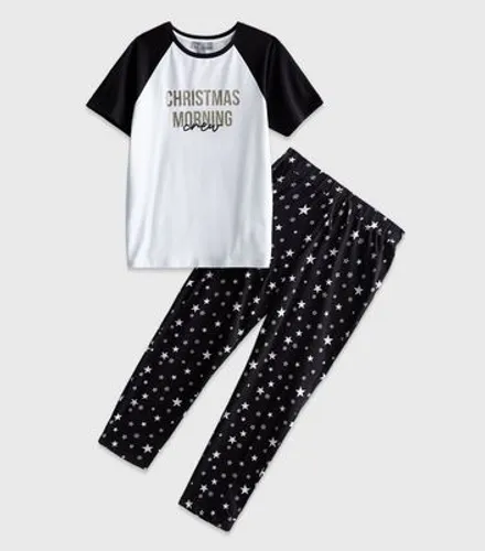 Boys Black Family Christmas Jogger Pyjama Set with Star Print New Look