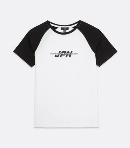 Boys Black JPN Logo Raglan Sleeve T-Shirt New Look