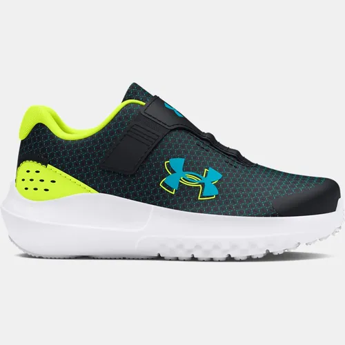 Boys' Infant  Under Armour  Surge 4 AC Running Shoes Black / High Vis Yellow / Circuit Teal