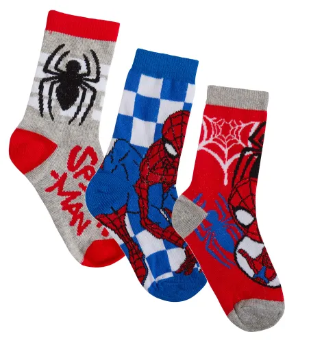 Boys Spiderman Socks (Pack of 3) Red 27-30