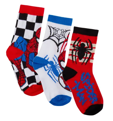 Boys Spiderman Socks (Pack of 3) White 23-26