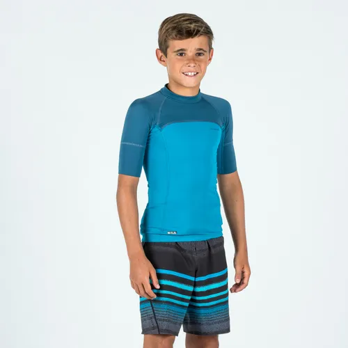 Boy's Surfing Anti-uv Short-sleeved T-shirt - 500 - Blue