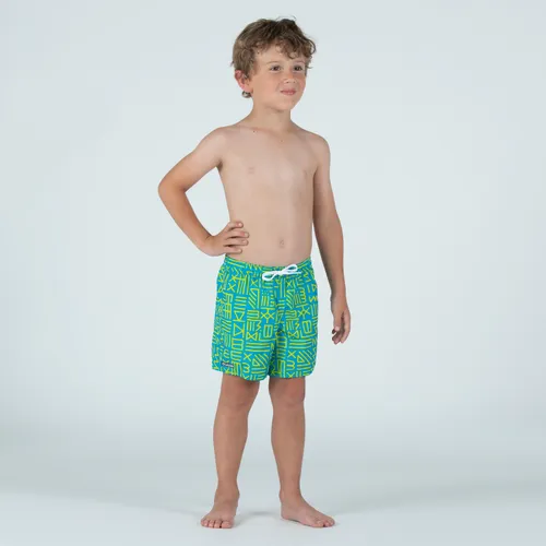 Boy's Swim Shorts - 100 Sign Blue Green